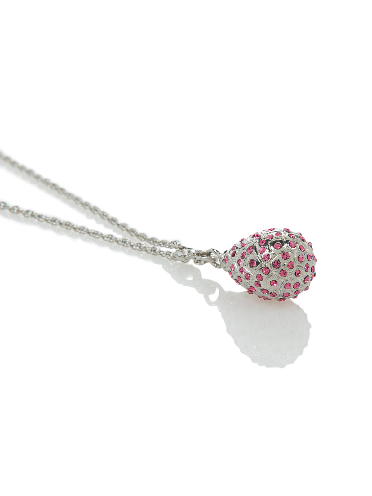 Keren Kopal Silver Egg with Pink Crystals Pendant Necklace