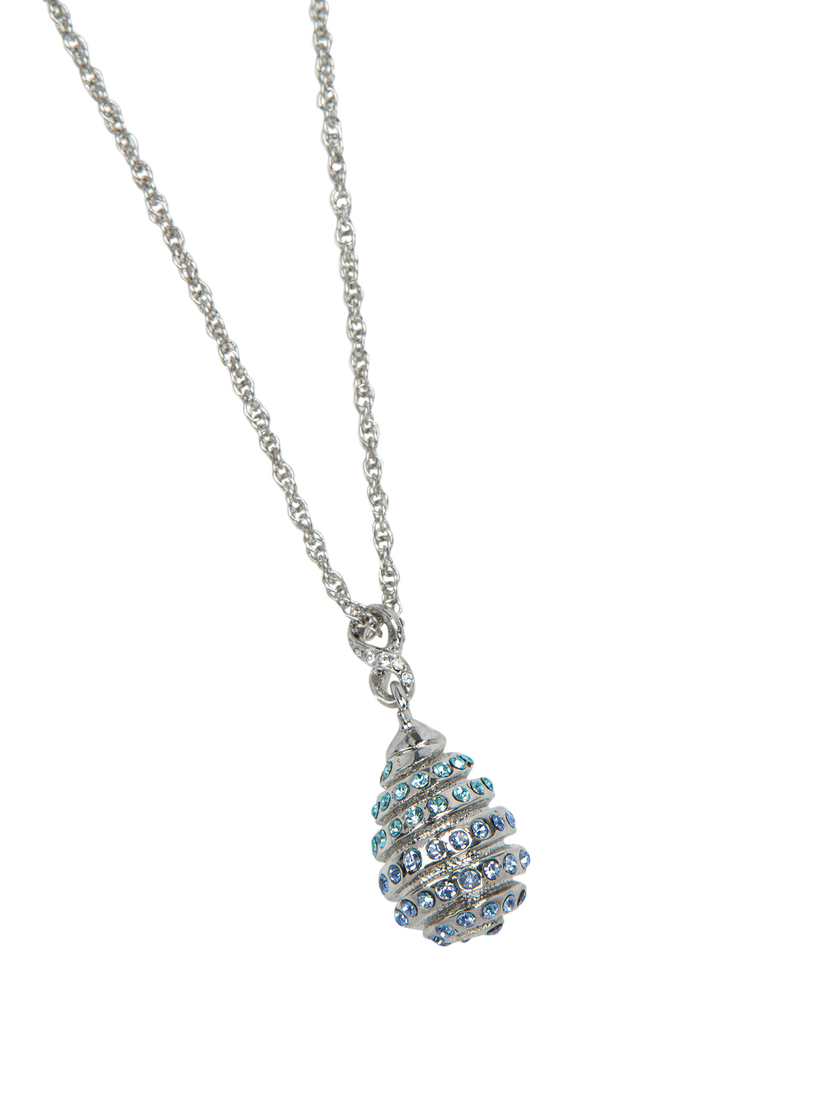 Keren Kopal Silver Egg with blue crystals Pendant Necklace