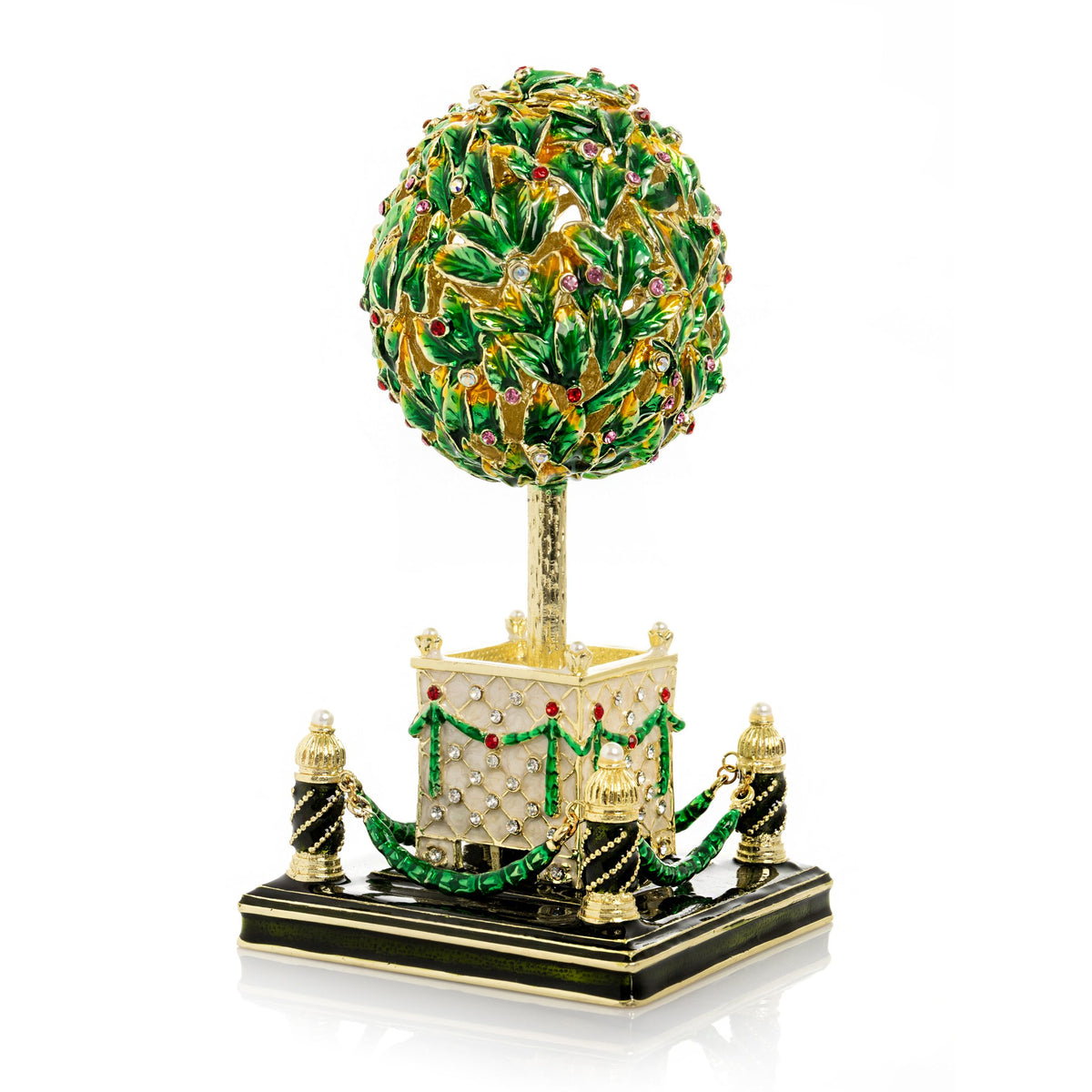 Keren Kopal Bay Tree Faberge Egg with Colorful Crystals