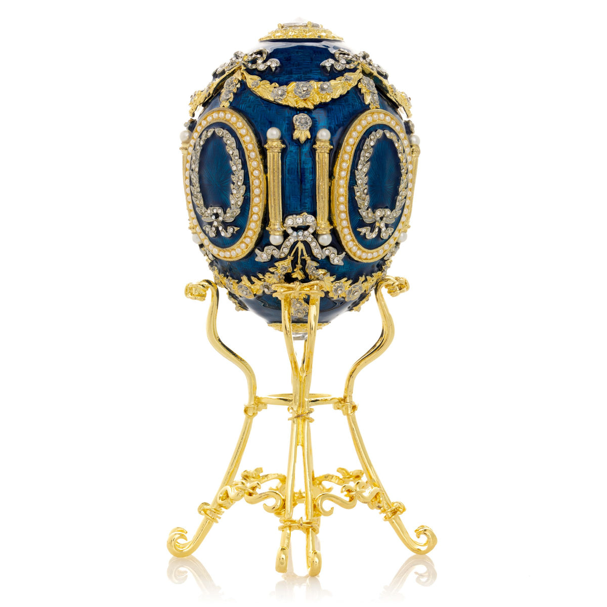 Keren Kopal Blue Faberge Egg with Swan Inside
