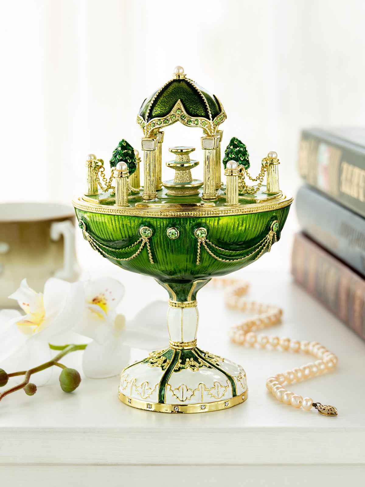 Keren Kopal Garden Pavilion Design Cupola Fountain Green Egg Limited Edition of 250 Trinket Box