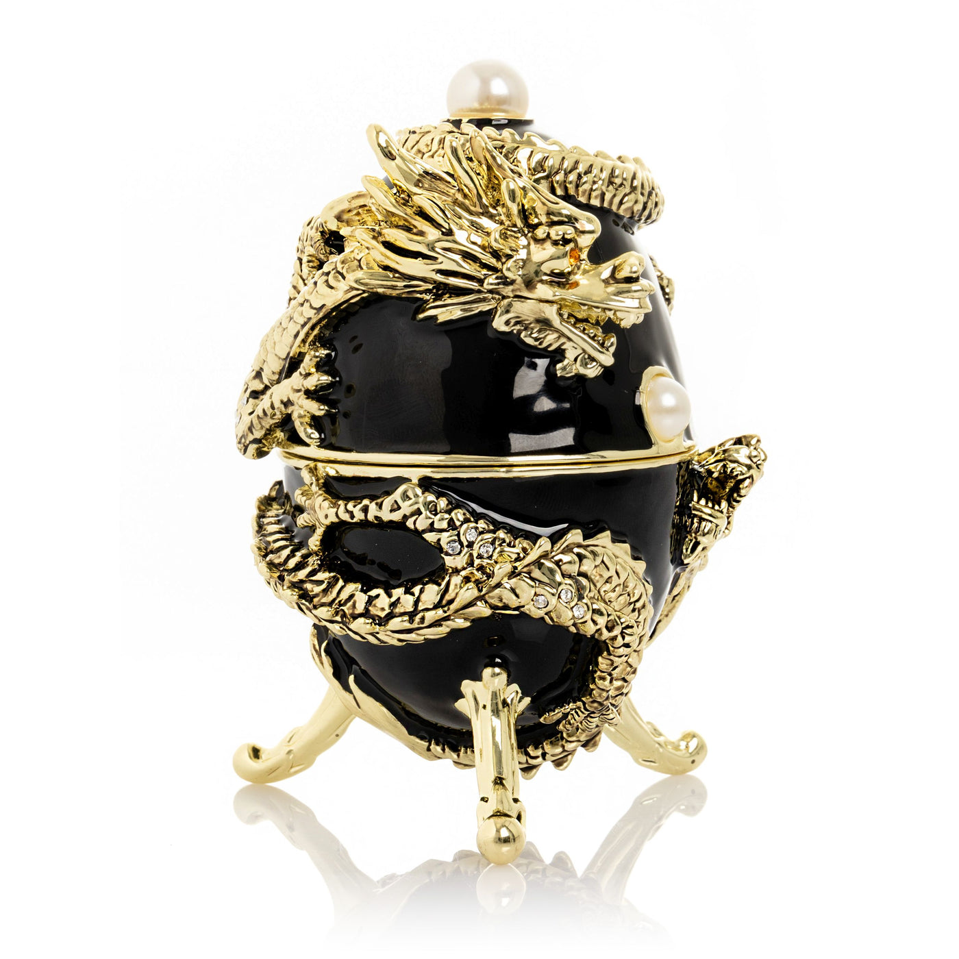 Keren Kopal Black Faberge Egg with Dragon