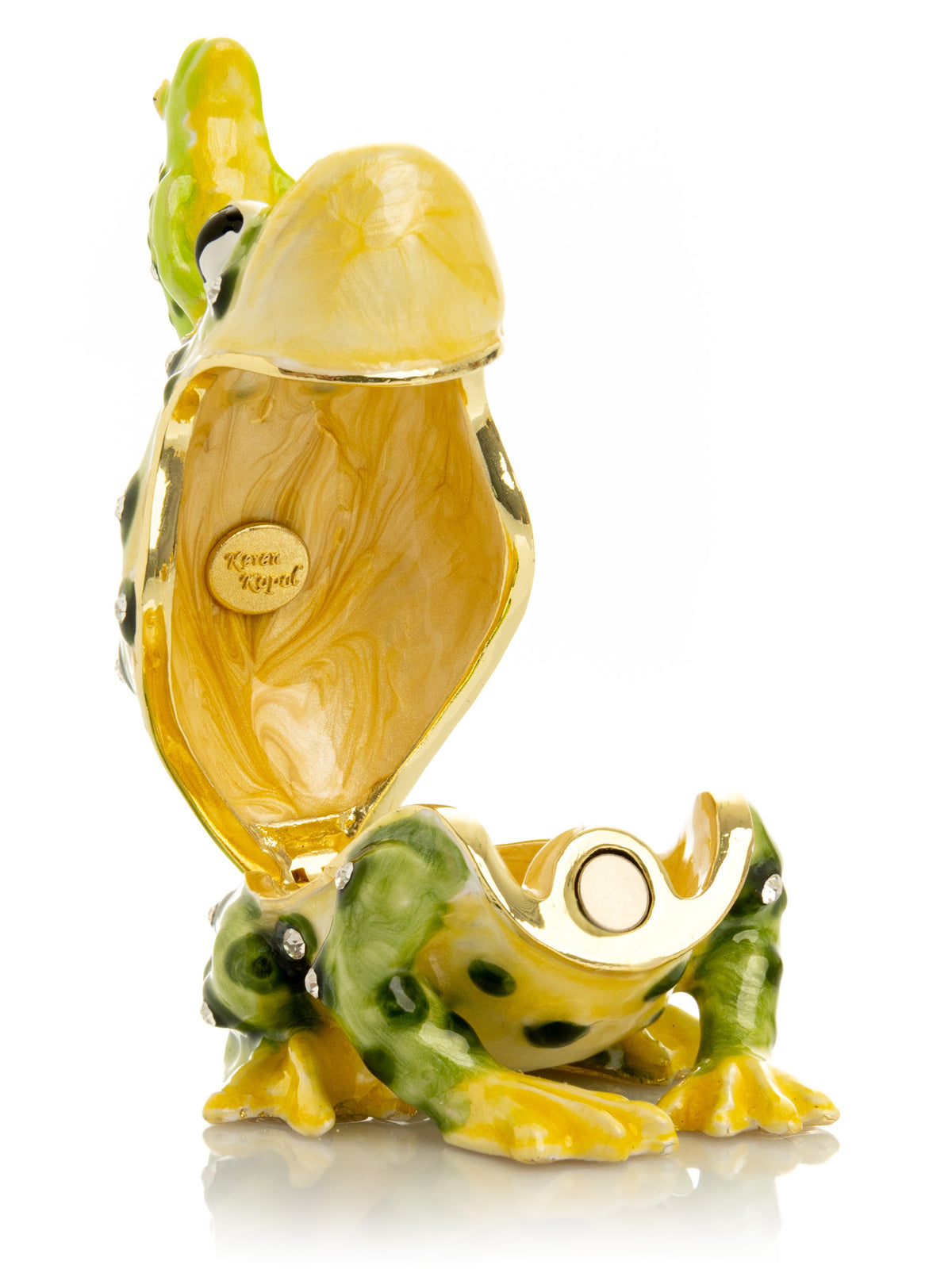 Keren Kopal Black Spotted Toad Frog with a Baby Frog on the back