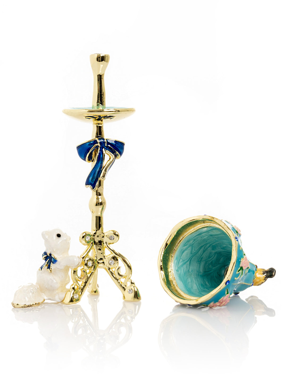 Keren Kopal Gold Standing Lamp with Cat and Bird