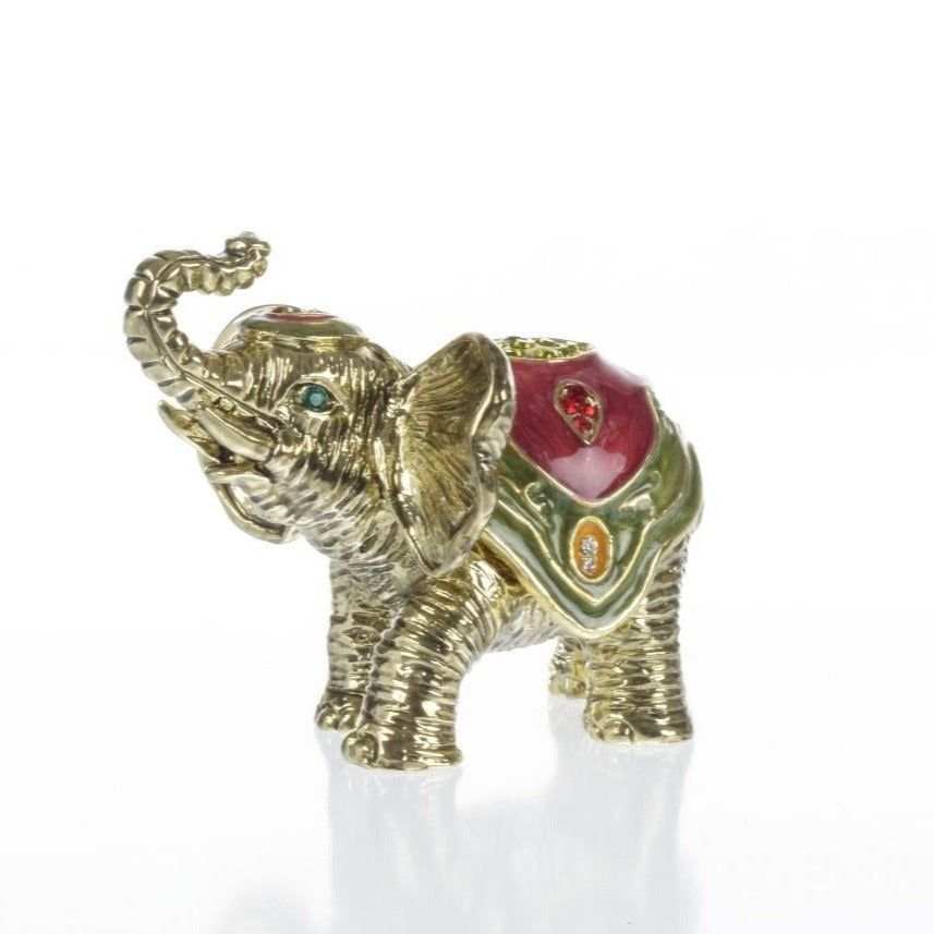Keren Kopal Gold Elephant Trinket Box Decorated with Swarovski Crystals