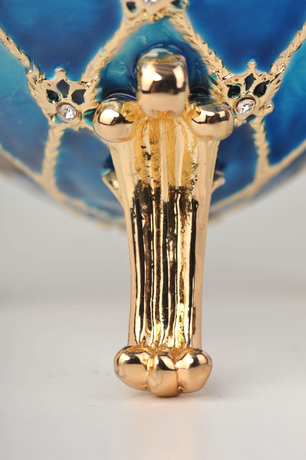 Keren Kopal Blue Faberge Egg with Gold Clock
