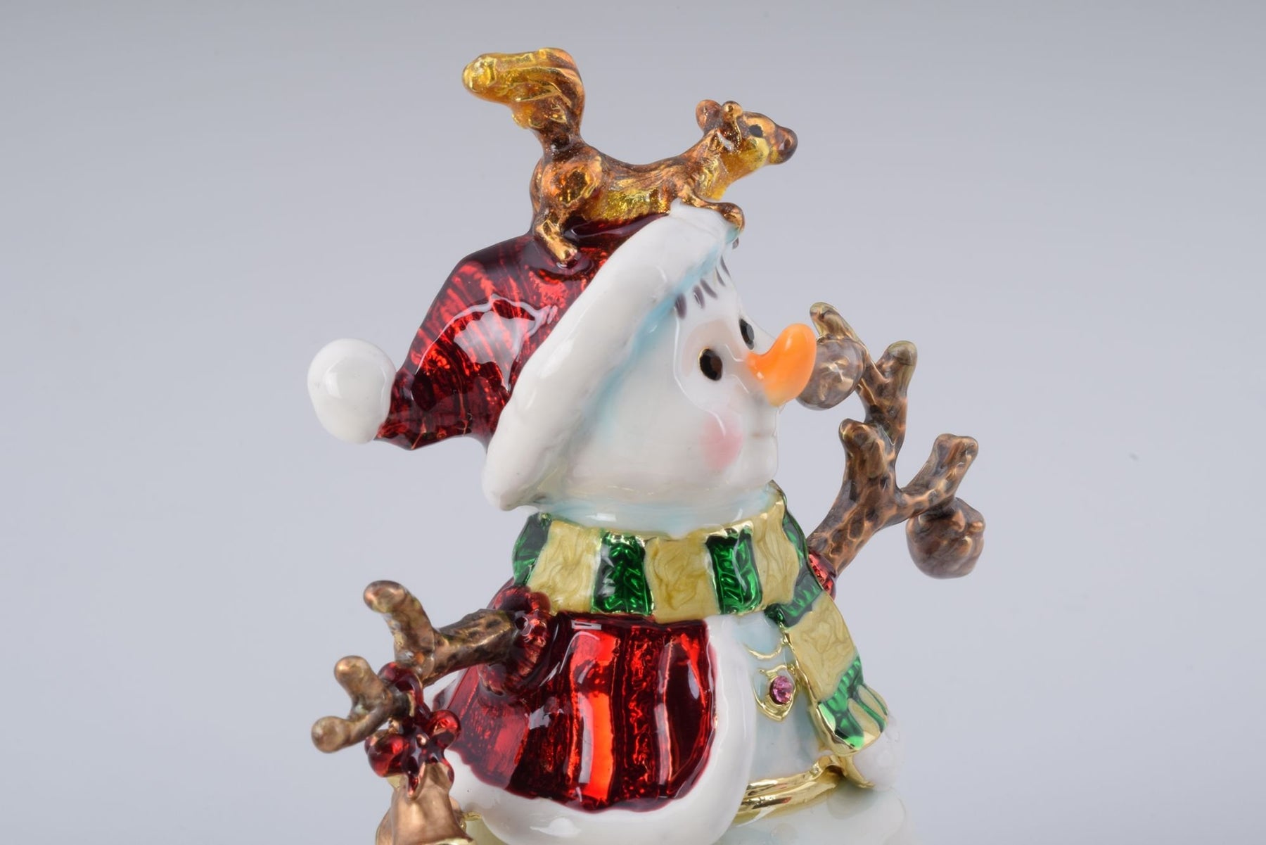 Keren Kopal Christmas Snowman with a Squirrel on His Head