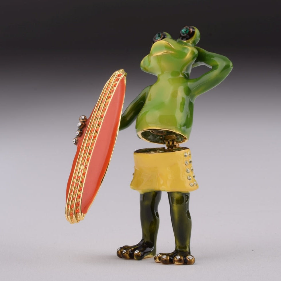 Keren Kopal Frog Holding a Surfboard