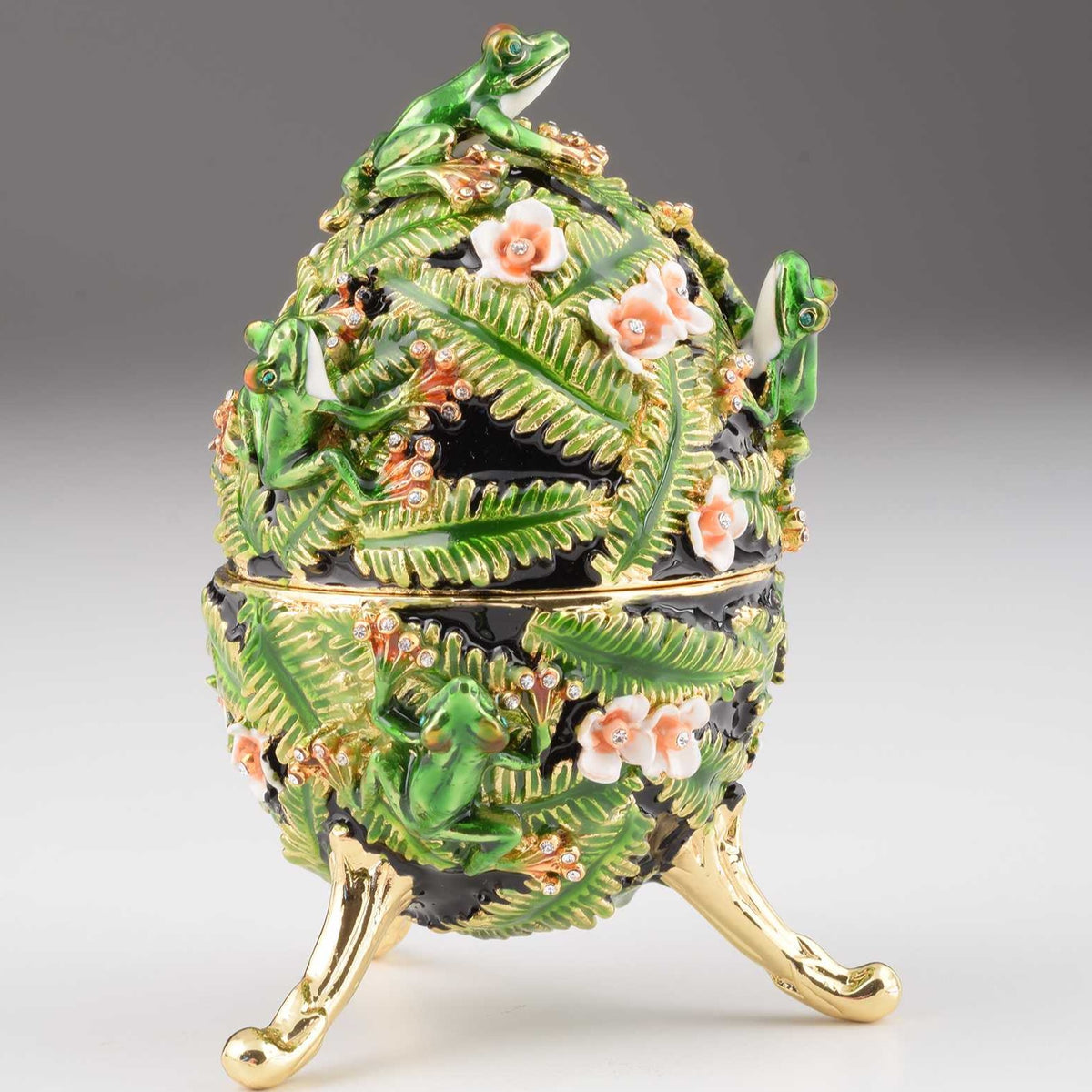 Keren Kopal Green Faberge Egg with Frogs