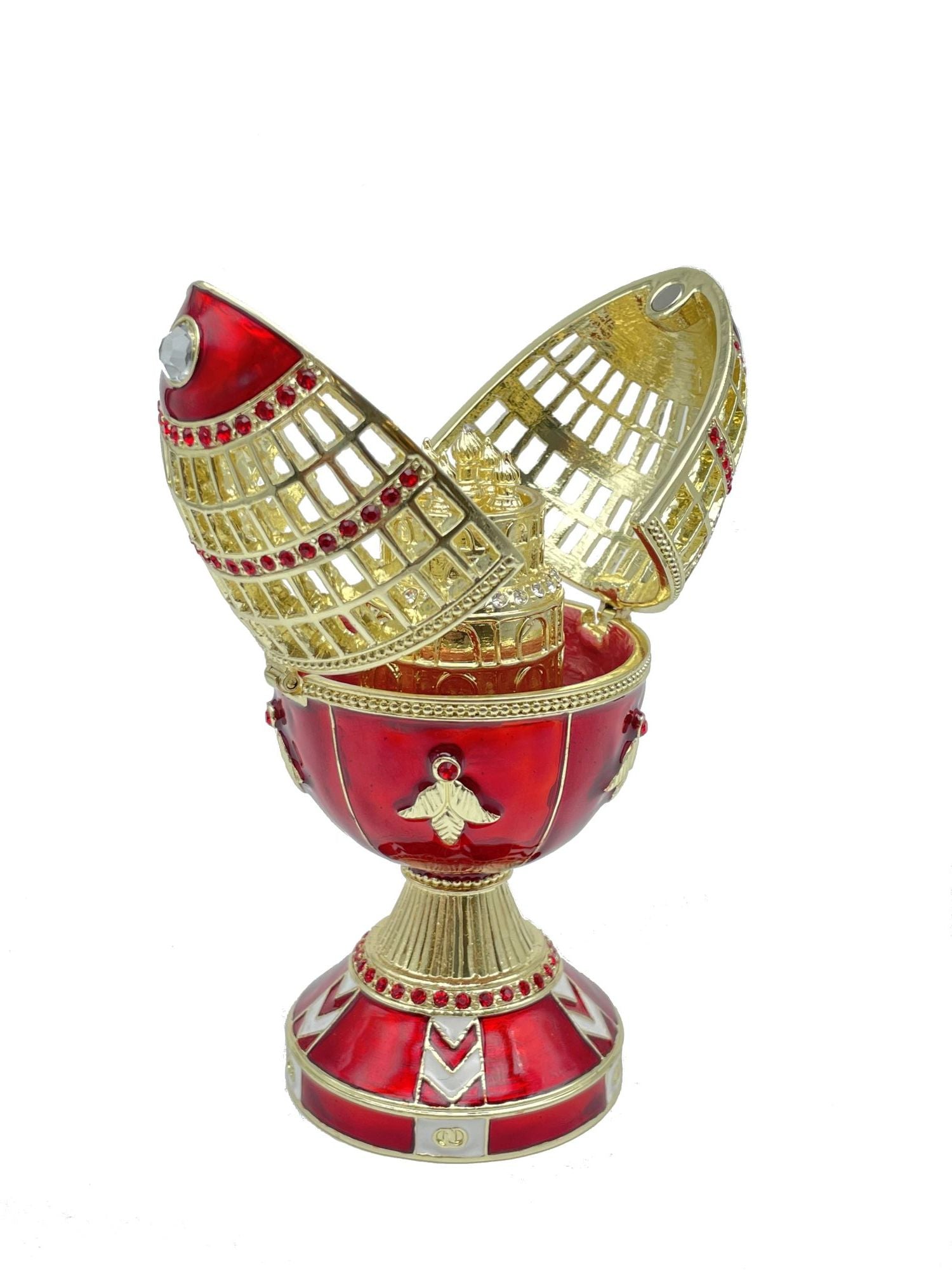 Keren Kopal Blue Faberge Egg with Blue Rose Inside