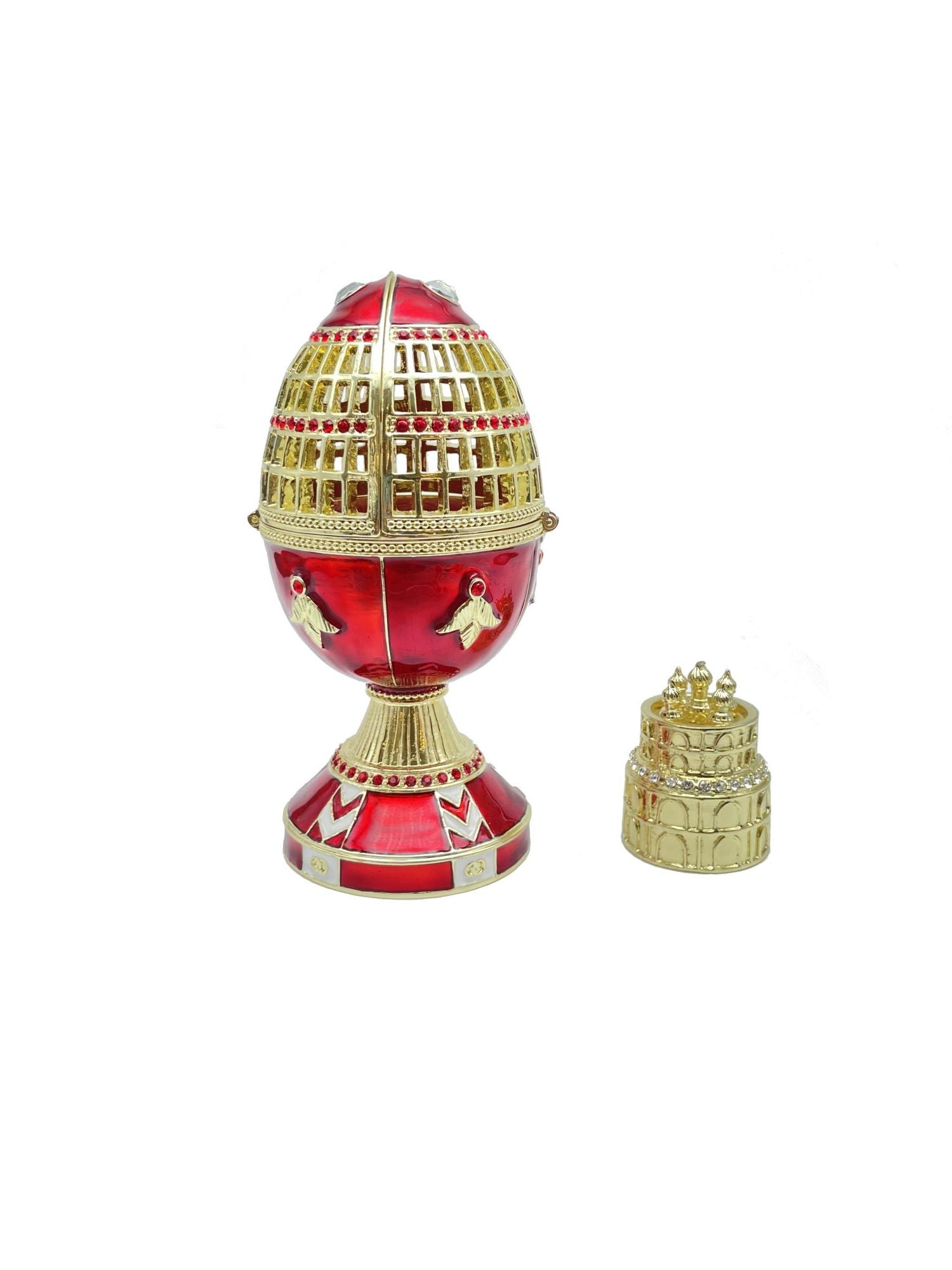 Keren Kopal Blue Faberge Egg with Blue Rose Inside