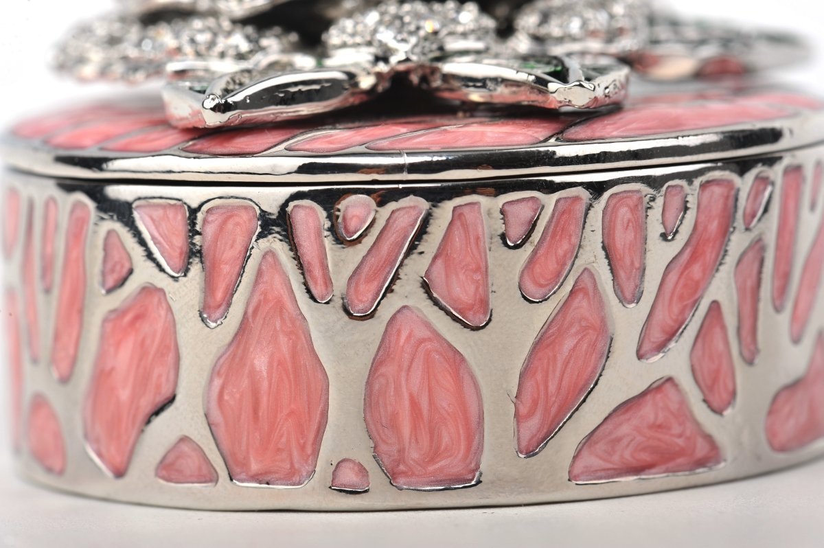 Keren Kopal Pink Jewelry Box with Silver Flower