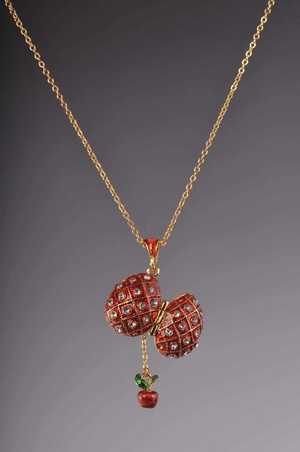 Keren Kopal Red Egg Pendant with a Surprise Apple Inside