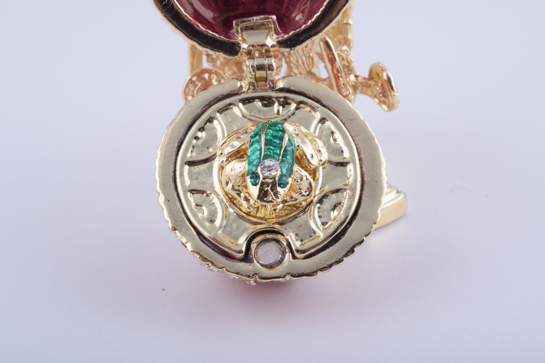 Keren Kopal Red Faberge Egg with a Golden Frog Inside