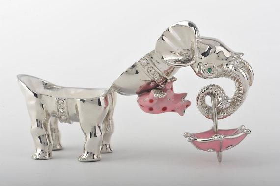 Keren Kopal Silver Elephant Holding an Umbrella