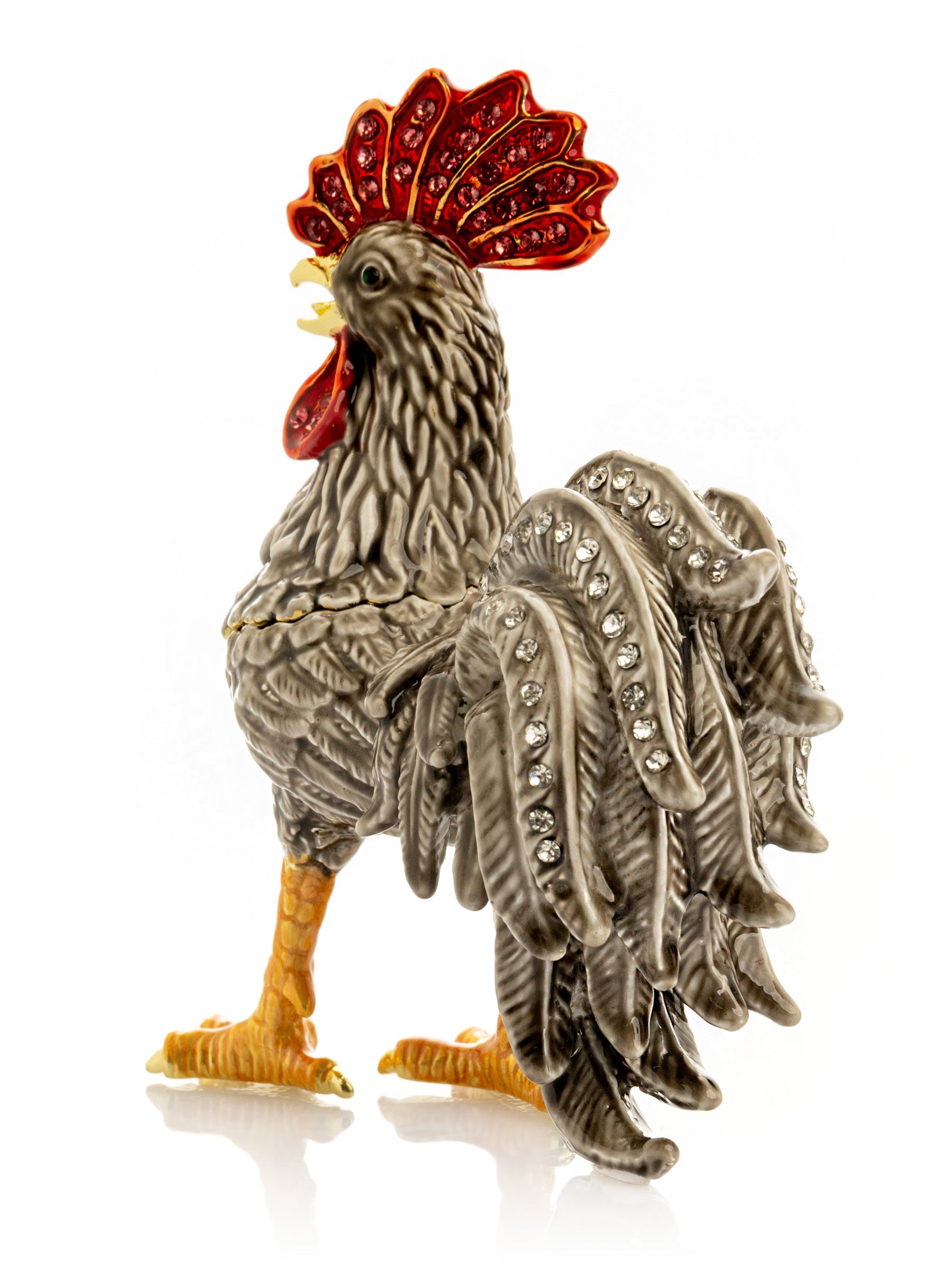 Keren Kopal Gray Rooster Jewelry Trinket Box