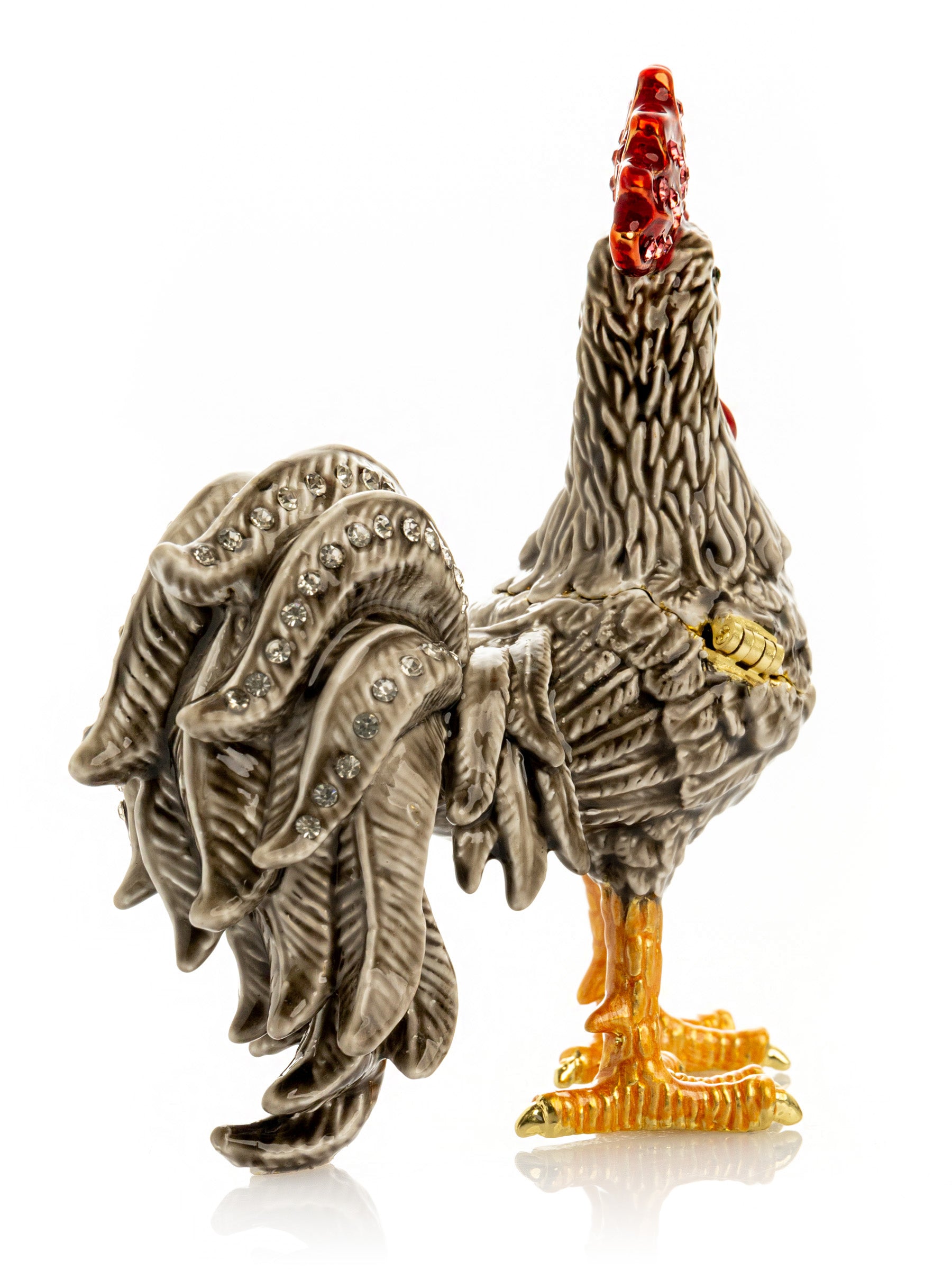 Keren Kopal Gray Rooster Jewelry Trinket Box