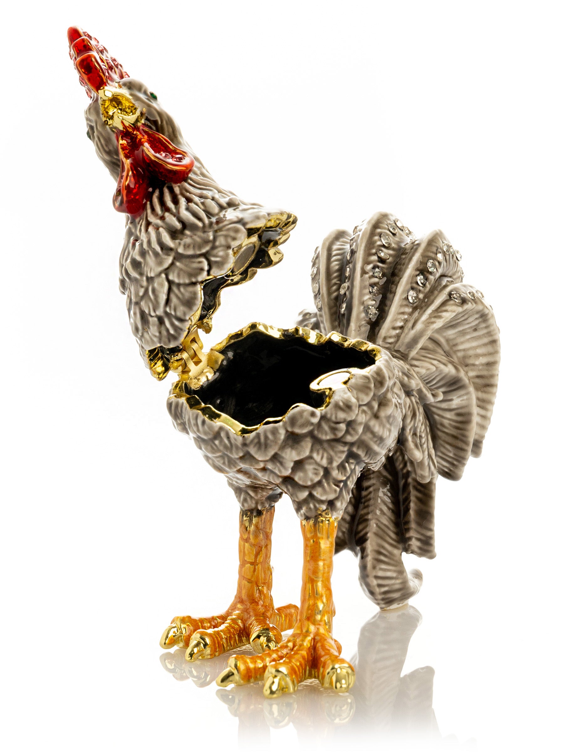 Keren Kopal Gray Rooster Jewelry Trinket Box