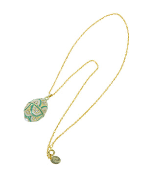 Halskette mit Ei-Anhänger in Gold und Hellblau