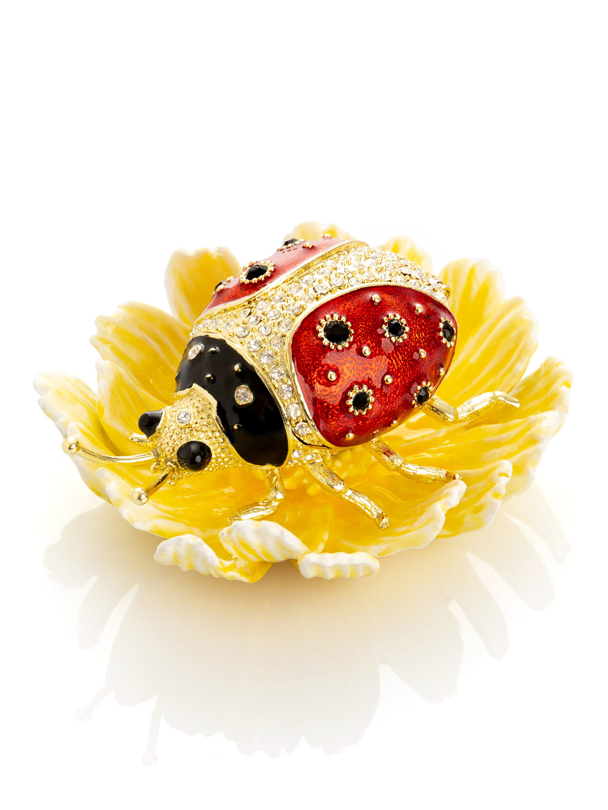 Keren Kopal Ladybug on Flower Jeweled Trinket Box