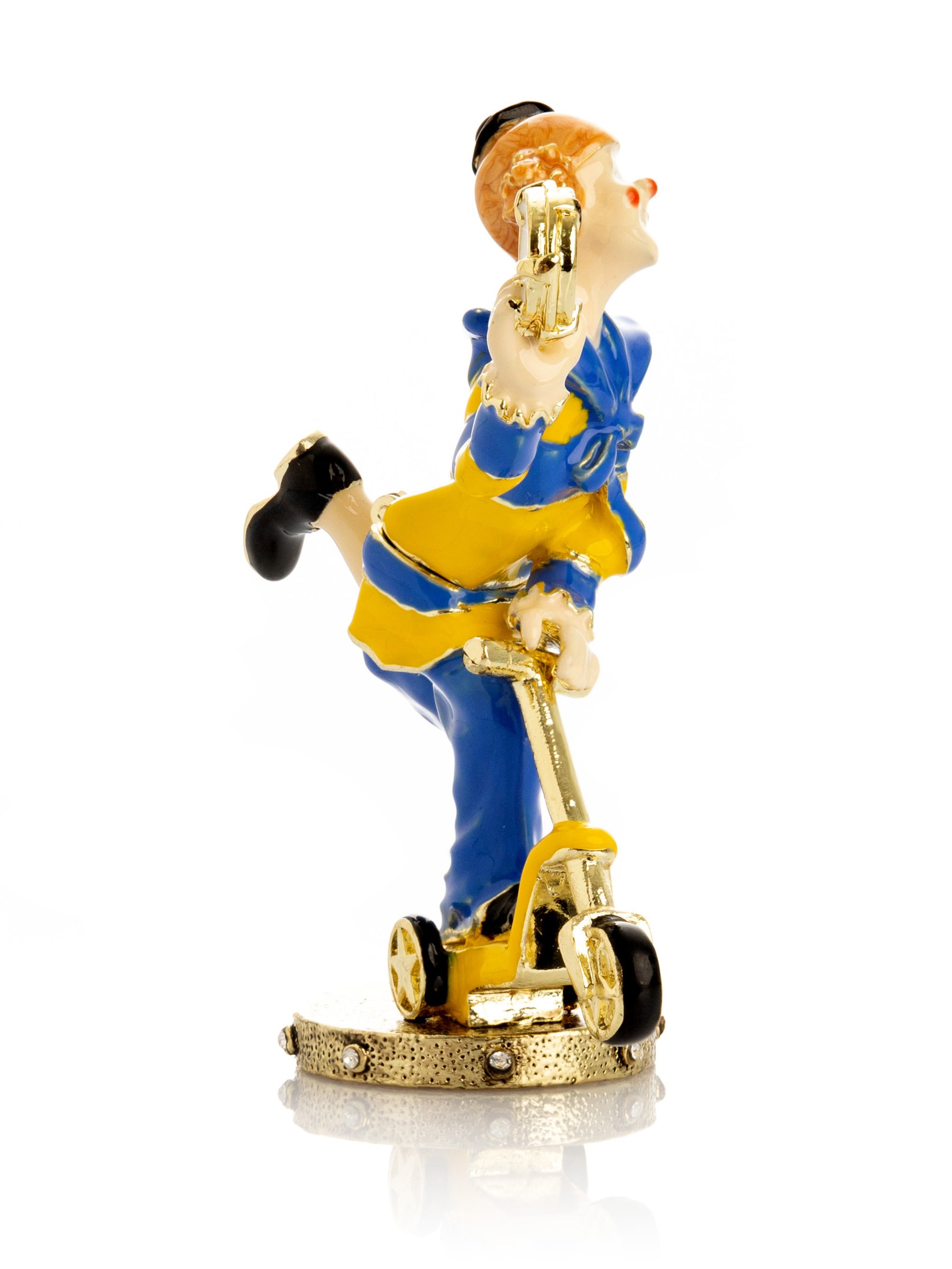 Keren Kopal Playful Circus Clown Riding a Scooter Trinket Box