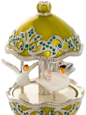 Keren Kopal Green Wind Up Carousel with White Swans