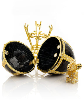 Keren Kopal Black & Gold Egg with a Gold crystals Elephant
