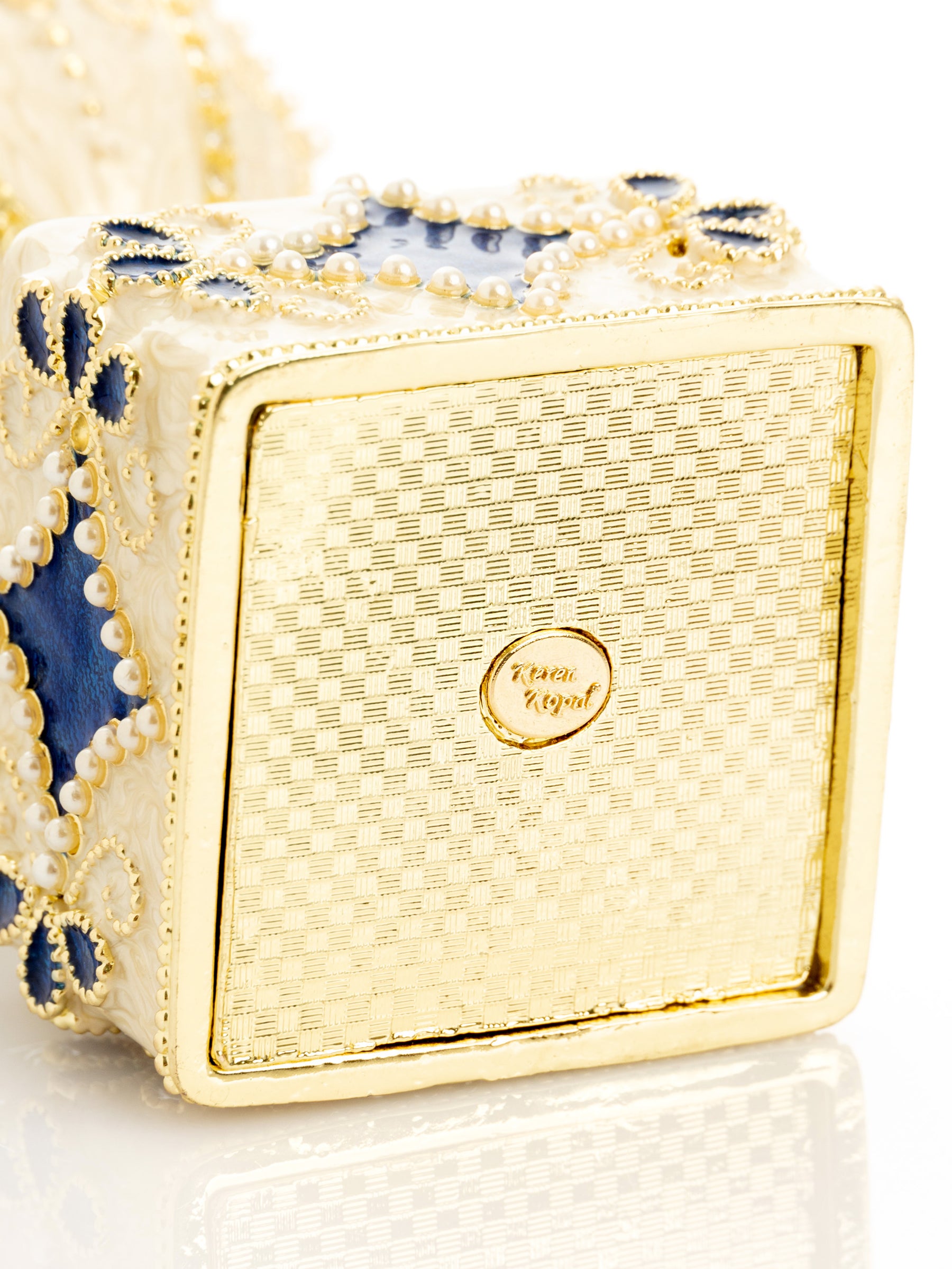 Keren Kopal Pearl Beige Faberge Egg with Swan Hidden compartment