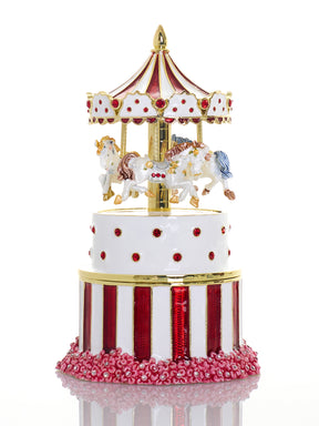 Blaues Faberge-Ei mit Pferdekarussell zum Aufziehen