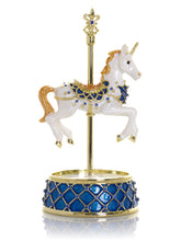 White Unicorn Carousel Horse Music Box