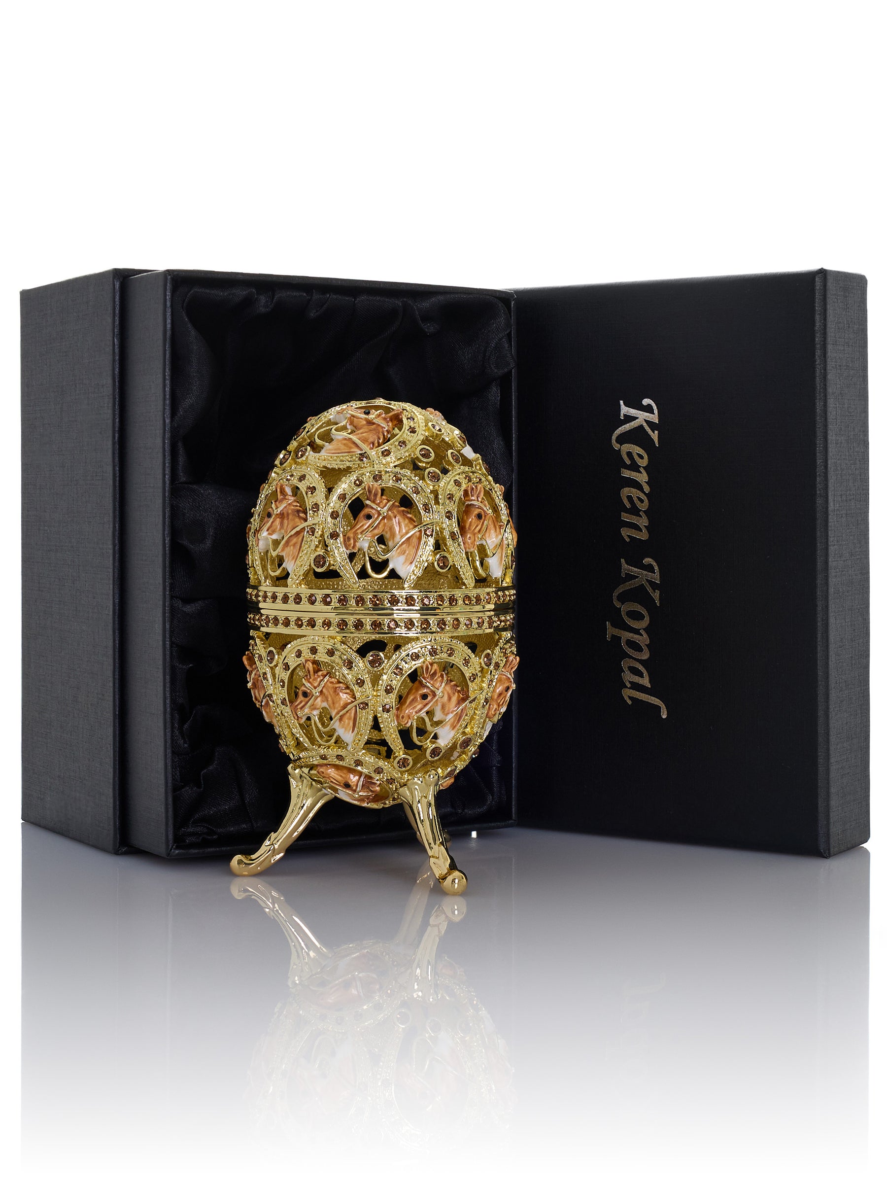 Golden Easter Egg decorated with Horses