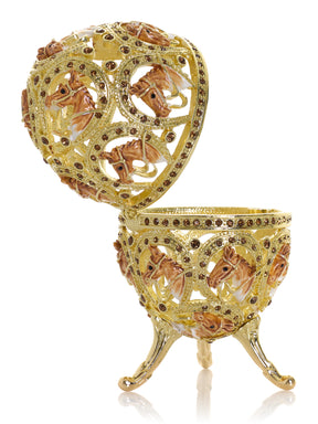 Golden Easter Egg decorated with Horses