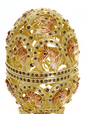 Golden Easter Egg decorated with Horses