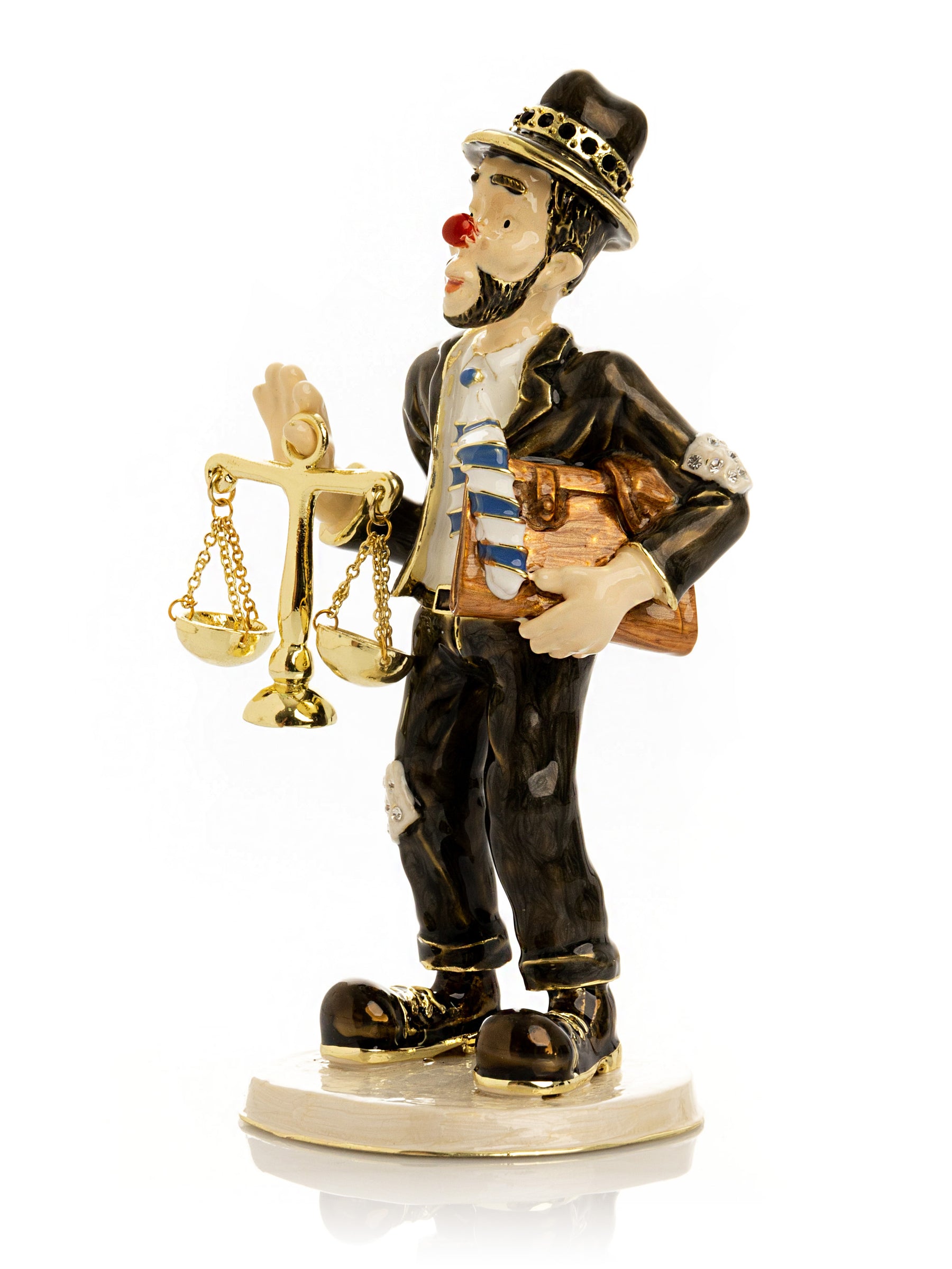 Keren Kopal Clown Lawyer Trinket Box with Book & Scales of Justice