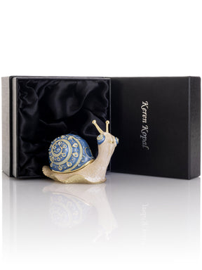 Keren Kopal Gold & Blue Jeweled Snail Trinket Box