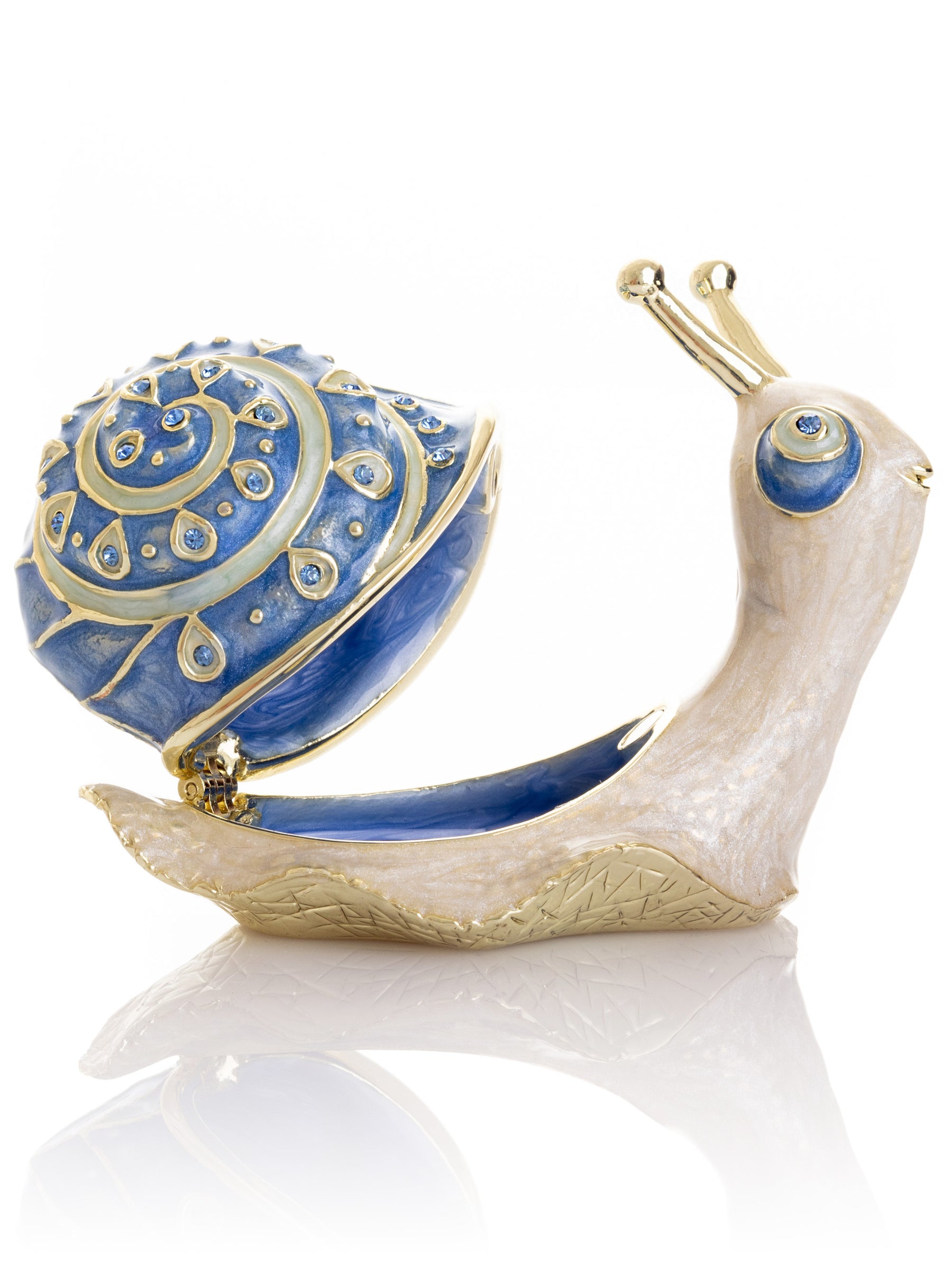 Keren Kopal Gold & Blue Jeweled Snail Trinket Box