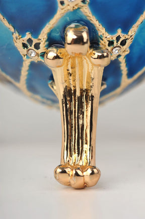 Keren Kopal Blue Faberge Egg with Gold Clock