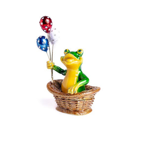 Keren Kopal Frog Sitting in a Basket Holding Balloons