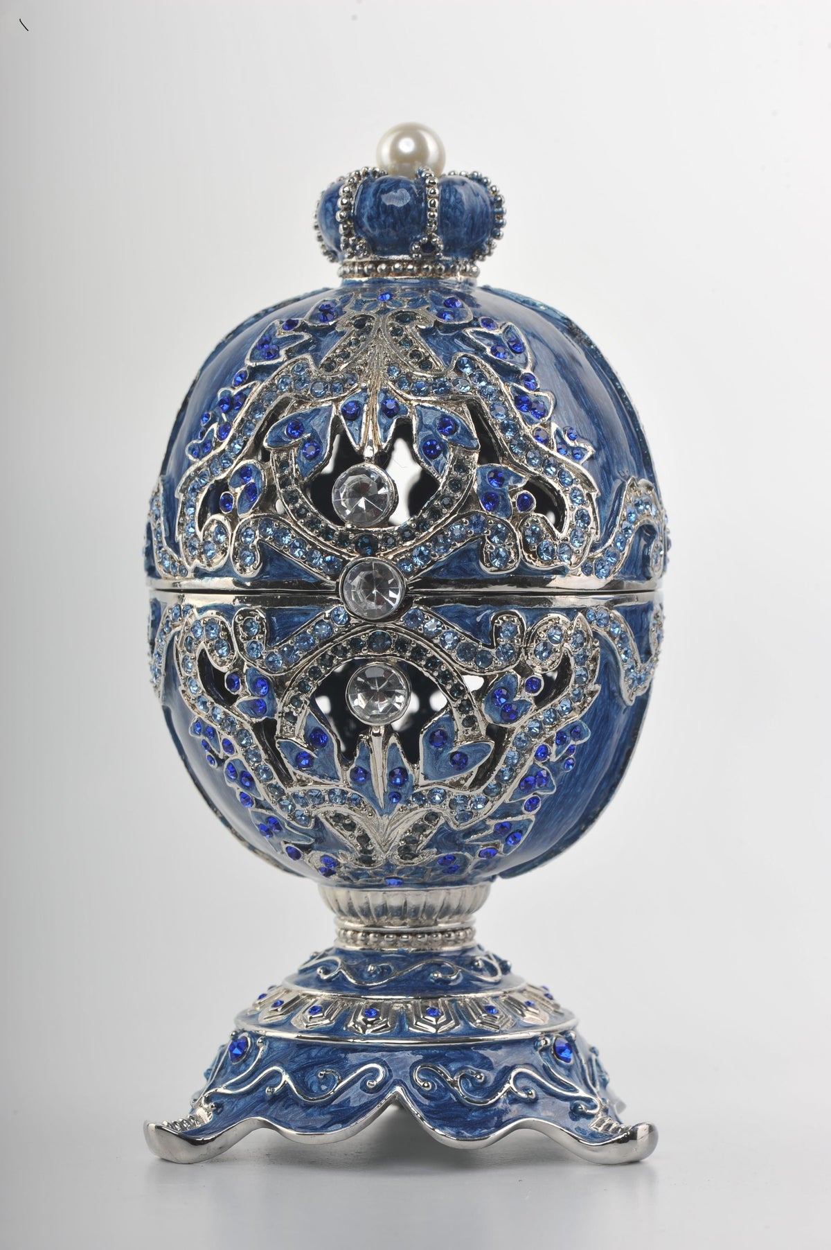 Keren Kopal Blue Faberge Egg with a Green Frogs Inside