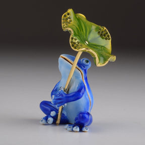 Keren Kopal Blue Frog with Umbrella Trinket Box