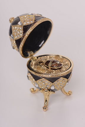 Keren Kopal Brown Faberge Egg with Egg Pendant Inside