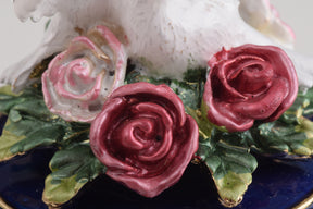 Keren Kopal Blue Box with Roses Decorated with Two White Doves