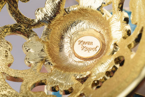 Keren Kopal Teal Faberge Egg with Clock Inside