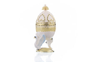 Keren Kopal White Faberge Egg with Swans