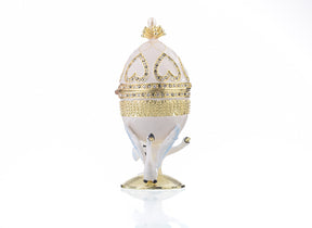 Keren Kopal White Faberge Egg with Swans