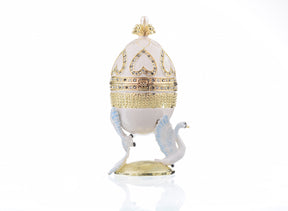 Keren Kopal White Faberge Egg with Swans