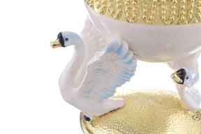 Keren Kopal White Faberge Egg with Swans
