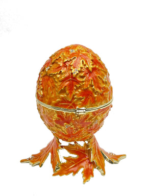Keren Kopal Orange Faberge Egg with Leaves