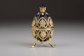 Keren Kopal Gold & Black Faberge Egg with Clock