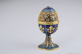 Keren Kopal Golden Blue Faberge Egg with White Doves